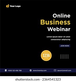 Digital marketing live webinar and corporate social media post or template banner