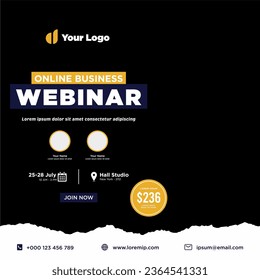 Digital marketing live webinar and corporate social media post or template banner