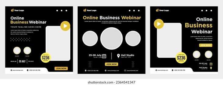 Digital marketing live webinar and corporate social media post or template banner