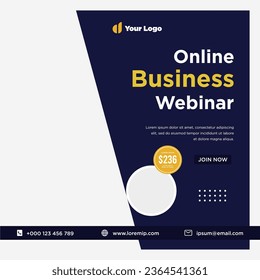 Digital marketing live webinar and corporate social media post or template banner