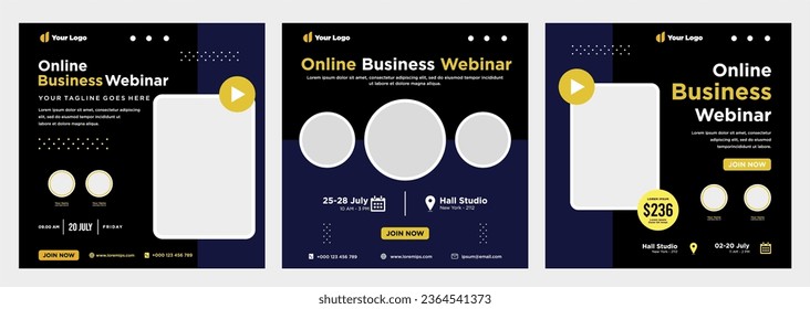Digital marketing live webinar and corporate social media post or template banner