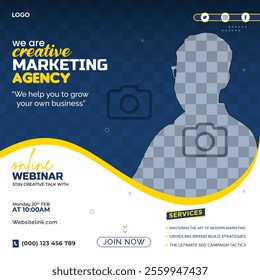 Digital marketing live webinar corporate social media post template we are creative marketing