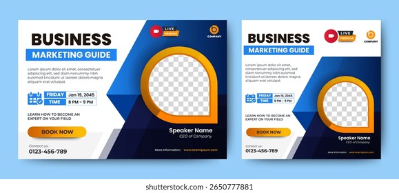 Digital marketing live webinar and corporate social media post template. vector