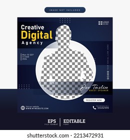 Digital marketing live webinar, social media post banner template