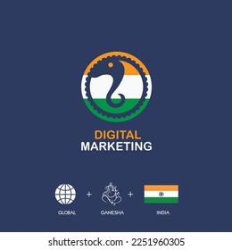Digital marketing logo design elements India symbols sketch
