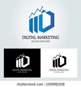 Digital marketing logo design template. Market rise logo. Vector illustration