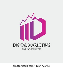 Digital marketing logo design template. Vector illustration