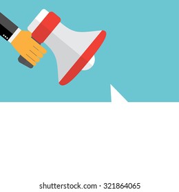 Digital marketing. Megaphone for website and promotion banners. Flat design.