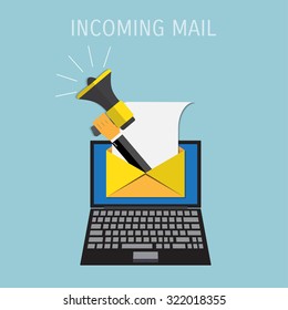 Digital marketing. Megaphone for website and promotion banners. Flat design.