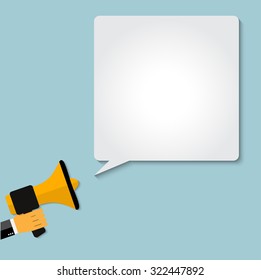 Digital marketing. Megaphone for website and promotion banners. Flat design.