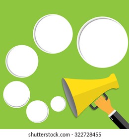 Digital marketing. Megaphone for website and promotion banners. Flat design.