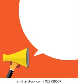 Digital marketing. Megaphone for website and promotion banners. Flat design.