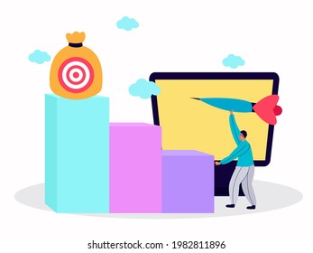 Digital Marketing metrics, marketing lead and responsibilities concept for web landing page, presentation, social, poster or print media illustration