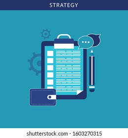 Digital marketing model, marketing strategy and planning flat vector design