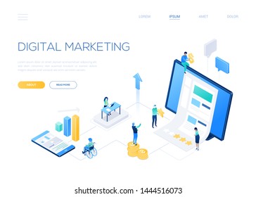 Digital marketing - modern isometric vector web banner