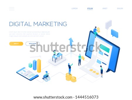 Digital marketing - modern isometric vector web banner