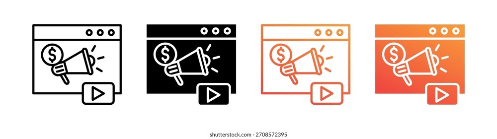Colección de conjunto de iconos de estilo múltiple de marketing digital