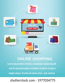 Digital marketing on app smart phone or Website.Mobile application,package,delivery,Vector concept marketing and Shopping online.