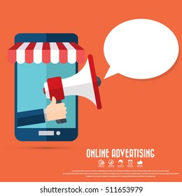 Digital marketing - online advertising concept with flat icons.
Eps10 vector.