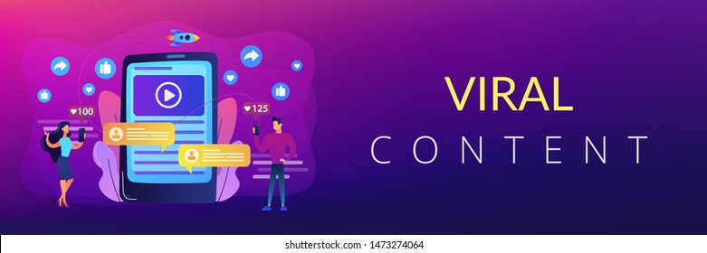 Digital marketing, online advertising, SMM. App notification, chatting, texting. Viral content, internet meme creation, mass shared content concept. Header or footer banner template with copy space.