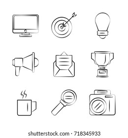 Digital marketing and online business icons