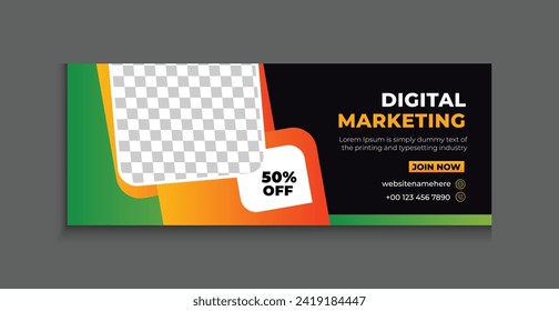 Digital marketing online facebook cover web page banner creative and modern colorful template