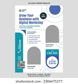 Digital marketing online workshop flyer vector design template