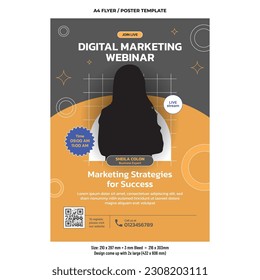 Digital marketing online workshop flyer vector design template