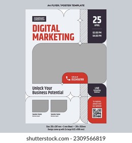 Digital marketing online workshop flyer vector design template