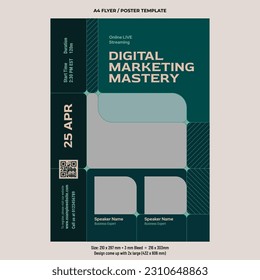 Digital marketing online workshop flyer vector design template