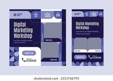 Digital marketing online workshop social media banner vector design template