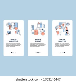 Digital Marketing, Order Online and Online Shopping concepts for website, mobile website, landing page, ui. Vector template.