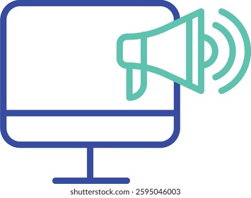Digital marketing outline dual color vector illustration icon design