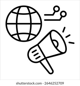 Ilustración vectorial de icono de esquema de marketing digital