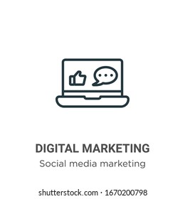 Digital marketing outline vector icon. Thin line black digital marketing icon, flat vector simple element illustration from editable social media marketing concept isolated stroke on white background