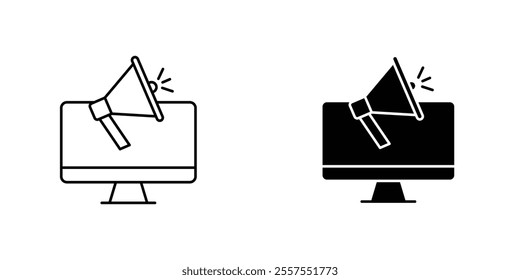 Digital marketing outlined and solid icon vector collection.