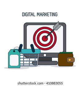 Digital Marketing over white background, vector illustration