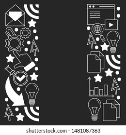Digital marketing pattern with vector icons. Management, start up, business, internet technology.