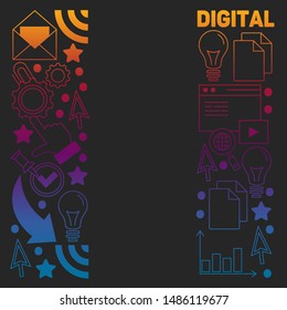 Digital marketing pattern with vector icons. Management, start up, business, internet technology.