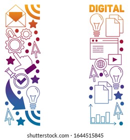 Digital marketing pattern with vector icons. Management, start up, business, internet technology.
