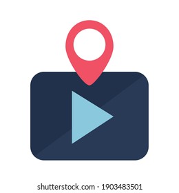 Digital marketing play button with gps mark flat style icon design, ecommerce and shopping online theme Vector illustration