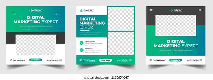 digital marketing post banner, digital marketing social media post banner with green color. business marketing post banner. digital marketing banner. 