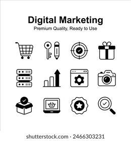 Digital marketing premium quality icons set, ready to use