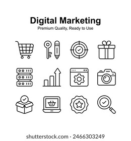 Digital marketing premium quality icons set, ready to use