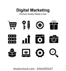 Digital marketing premium quality icons set, ready to use