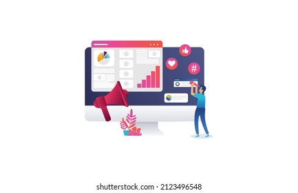 Digital marketing research concept vector