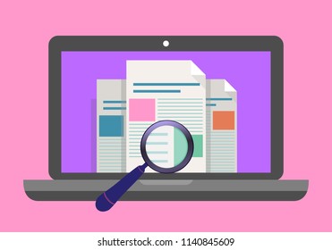 Digital marketing. Retrieval. Work with documents. Vector stock illustration.