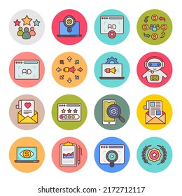 Digital Marketing Round Circle Icons - Vectors