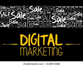 Digital Marketing sale word cloud collage, business concept background