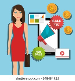 Digital marketing and sales graphic design, vector illustration 